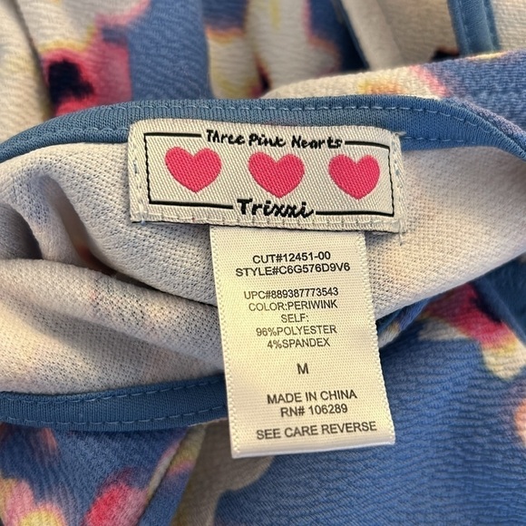 Three Hearts Blue & Pink Floral Summer Dress Size Medium - Picture 5 of 5